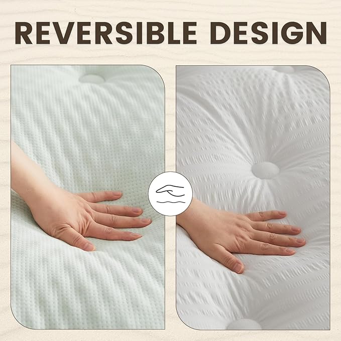 QUIETSEA Reversible Full Mattress Topper Egg Crate Memory Foam Mattress Topper, Bamboo Viscose Mattress Pad Full, 54" x 75"