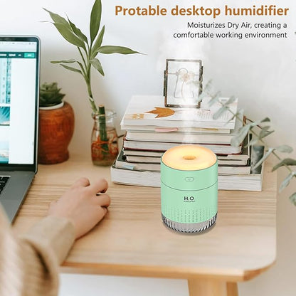 Small Humidifiers for Bedroom 350ml Mini Portable Humidifier for Travel Plants Humidifier, Humidificador for Bedroom Plants Travel Office Desk Car Light Green