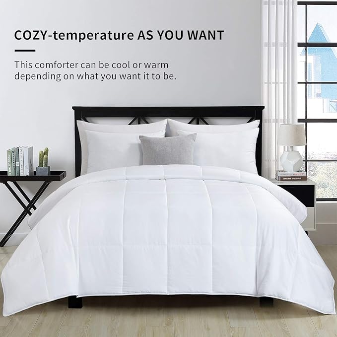 HOMBYS Lightweight Cooling Comforter Twin Size,100% Viscose Derived from Bamboo Shell Down Alternative Duvet Insert,White Soft All Season Comforter for Hot Sleepers,8 Corner Tabs