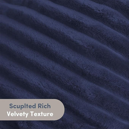 Nestl Reading Pillow with Shredded Memory Foam, Luxe Cut Plush Back Pillow for Sitting Up in Bed, Back and Arms Adjustable Support for Adult & Teens, Backrest Pillows with Washable Cover Navy Blue