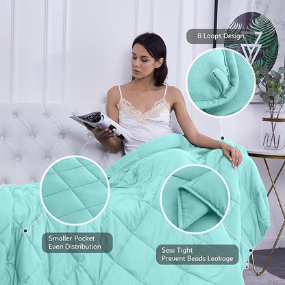 L'AGRATY Weighted Blanket - 48"x72" 20lbs Cooling Breathable Heavy Blanket Microfiber Material with Glass Beads for Adult All-Season Summer Fall Winter Soft Thick Comfort