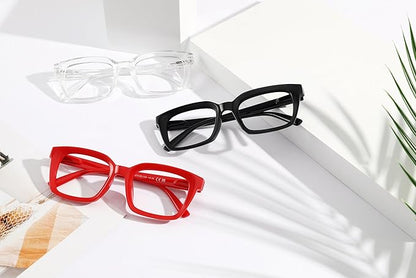 XVXV Reading Glasses for Women Men - Blue Light Blocking Readers Oversize Oprah Square Anti Glare/Eyestrain Spring Hinge