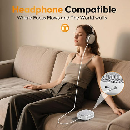 White Noise Sound Machine for Sleeping Adults – with Amber Breathing Night Light, Headphone Jack, 20 Non-Looping Sounds, 52-Hour Battery, Timer & Memory (White)