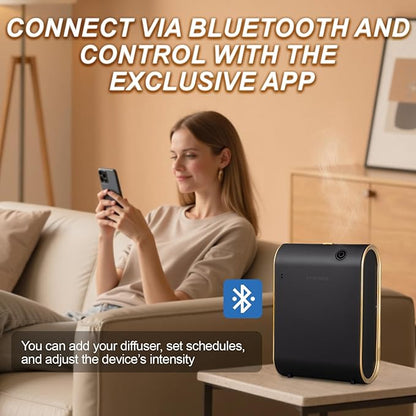 Home Bluetooth Smart Waterless Aromatherapy Machine, Essential Oil Diffuser, with Fragrance Coverage of up to 2000 Square feet, Suitable for Home, Hotel, Restaurant, Office, and spa Center.（Black）