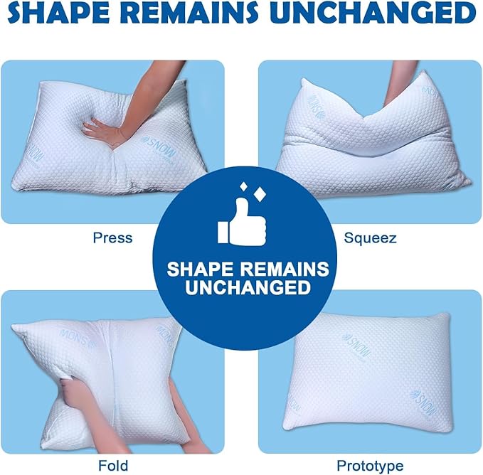 Shredded Foam Pillow Standard Size - Cooling Memory Foam Pillows That Stay Cold Soft Pillow for Sleeping, Adjustable Bed Pillow for Side, Back, and Stomach Sleepers