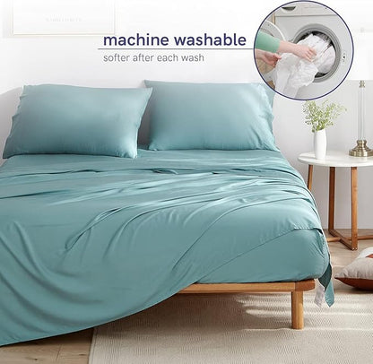 YnM Cooling Duvet Cover for Weighted Blankets with 16 Strings (Sea Grass, 60"x80")