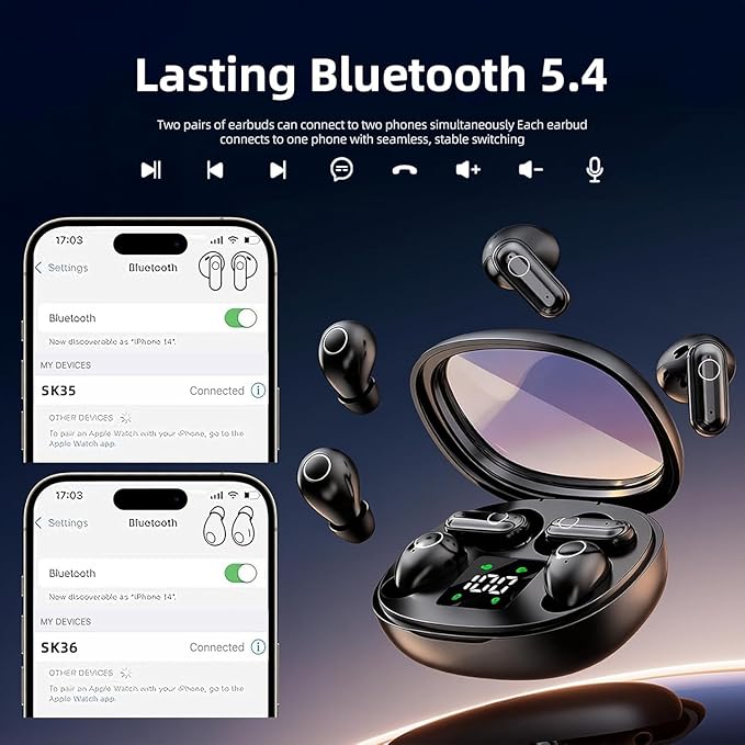 Mini Wireless Sleep Earbuds for Small Ears – Invisible, Low Profile Sleep & Work Earbuds, Tiny Discreet in-Ear Headphones, Discreet in-Ear Earphones for Small Ear Canals (Black)
