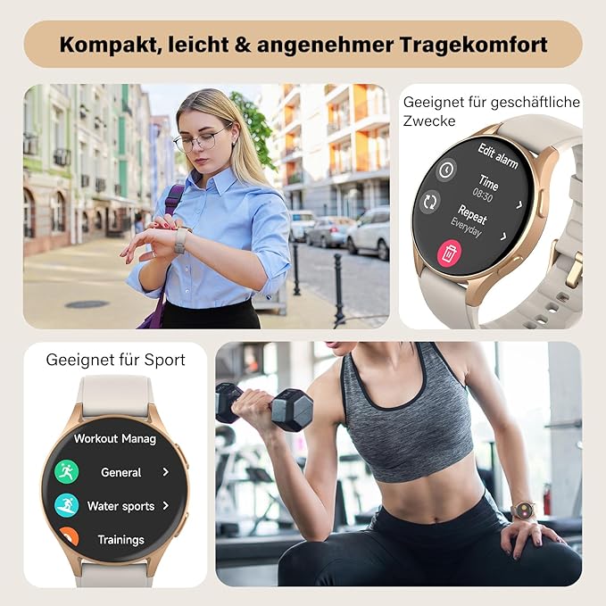 Smart Watch for Women with Built-in GPS & Alexa (Make/Answer Call), 1.32" AMOLED Fitness Tracker with Altimeter Compass for Hiking Running, HRV/Sleep/SpO2 Monitor, 5ATM Waterproof for iPhone Android