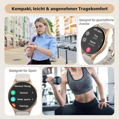 Smart Watch for Women with Built-in GPS & Alexa (Make/Answer Call), 1.32" AMOLED Fitness Tracker with Altimeter Compass for Hiking Running, HRV/Sleep/SpO2 Monitor, 5ATM Waterproof for iPhone Android