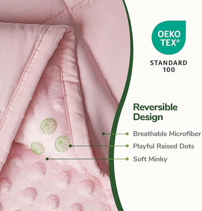 Sivio Weighted Blanket Twin 15 Pounds, Adult Weighted Blankets with Soft Minky Dots & Cozy Cooling Microfiber for Calming and Sleeping, Heavy Blanket, 48" x 72", Pink