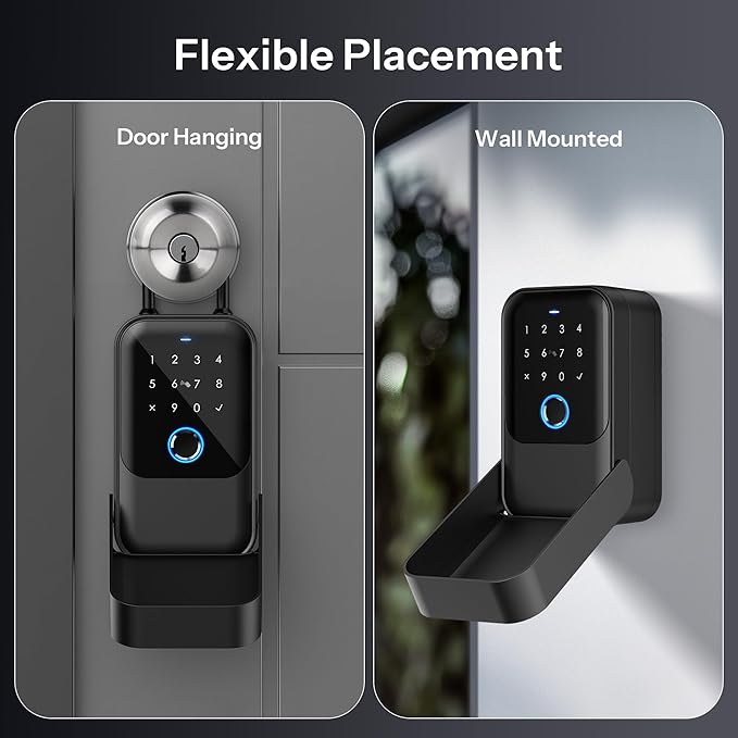 Smart Key Lock Box - Advanced Fingerprint Recognition, TTLock Control, Manual Keys, Access Card - Weatherproof, Wall Mounted & Door Hanging for Home, Airbnb, Realtor and Office