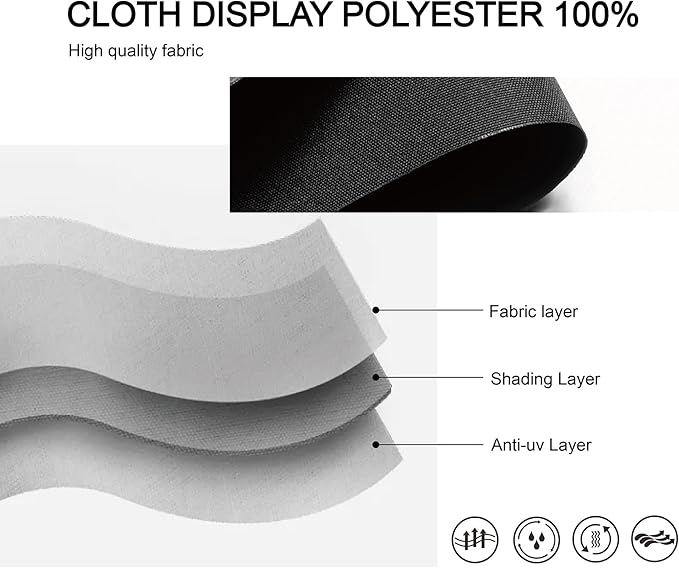 Cordless Roller Shades 100% Blackout Blinds for Windows and Doors, Pull Down Room Darkening Window Shades, Easy to Install for Home and Office, Black, Fixed 75 Inches High, 31 Inches Width