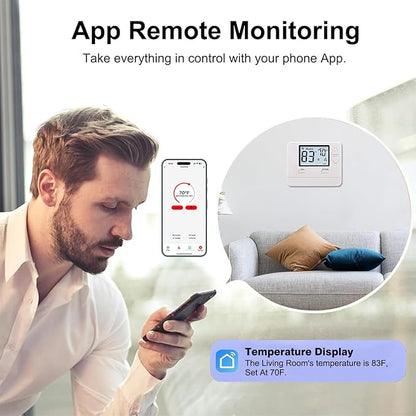 WiFi Thermostats for Home Single-Stage 1Heat/ 1Cool, APP Remote Control, 7-Day or 0-Day Programmable. (C-Wire Required)