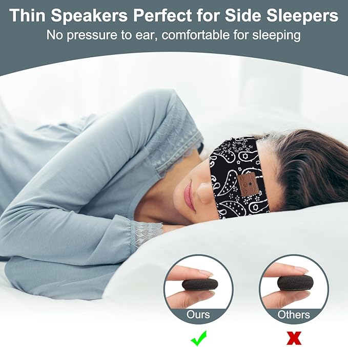 2-Pack Upgraded Wireless Bluetooth Headband for Side Sleepers, Running, Travel, Meditation