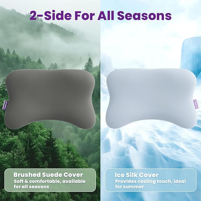 Double Side Pillow Covers, Cooling & Soft Pillow Cases for Patented Side Sleep Pillow, Machine Washable, Only Pillow Cover (Blue Grey)