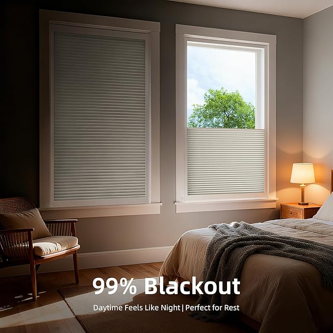 ZSTARR Motorized Skylight Shades Blackout Cellular Honeycomb Electric Blinds with Solar Panel Cordless Rechargeable with Remote for Roof and Slanted Windows Custom Size (Black Out Light Coffee)