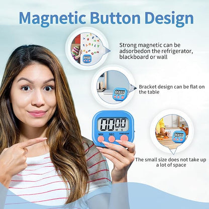 48 Pack Digital Kitchen Timer Magnetic Digital Timer with Big Display Loud Ring Cooking Timers for Kitchen Electronic Timer for Cooking, Bathing, Gym, Break Time, Classroom(6 Color)