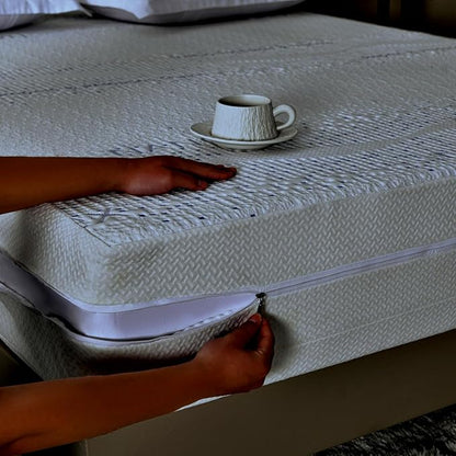 Heavy Duty Waterproof Breathable Mattress Encasement Cover - 6-Sided Zippered Mattress Protector with Elastic, Removable Design & Thick Fabric -Queen 60''x80''. Depth 19''-21''