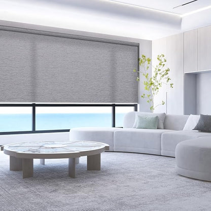 ZSHINE Motorized Window Blinds Over-Size Customize Width (21-114 Inches) Remote Control Wireless and Rechargeable Motor Roller Shades Blinds for Windows(Light Filtering Victoria Series)