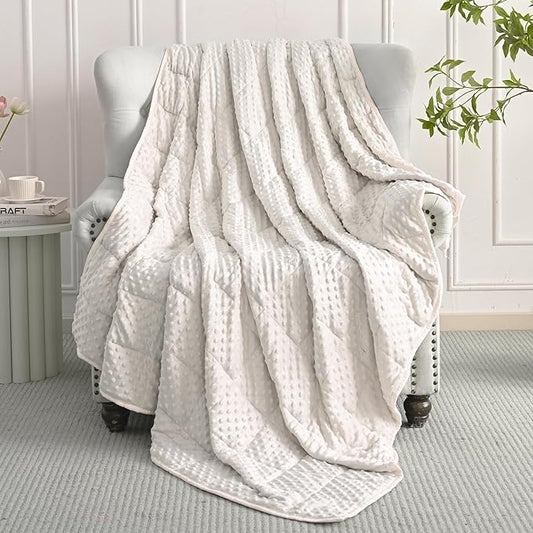 Mr. Sandman Weighted Blanket for Adults, Heavy Blanket for Woman,Man Sleeping/Calm, Soft and Cozy Weighted Throw Blankets, Machine Washable, 60 x 80in, 20 lbs, White
