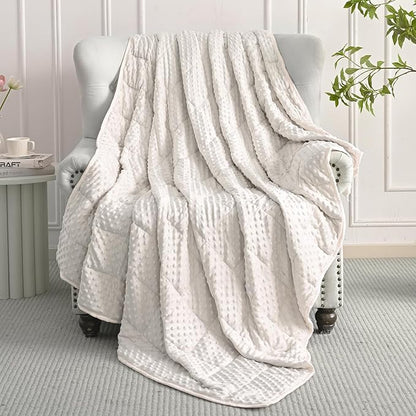 Mr. Sandman Weighted Blanket for Adults, Heavy Blanket for Woman, Man Sleeping/Calm, Soft and Cozy Weighted Throw Blankets, Machine Washable, 48 x 72in, 15 lbs, White
