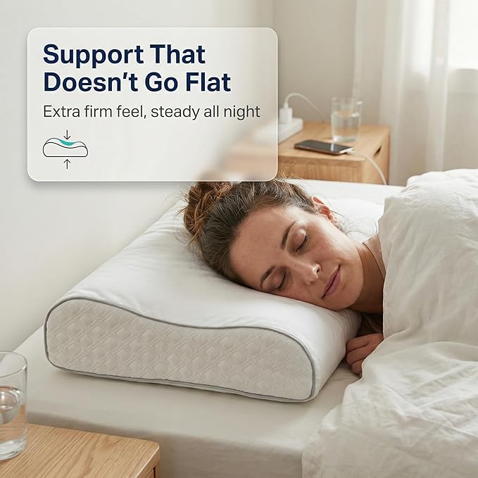 Aeris Memory Foam Contour Pillow for Side Sleepers - Adjustable, Ergonomic Design for Enhanced Neck Support - with Machine Washable Cover