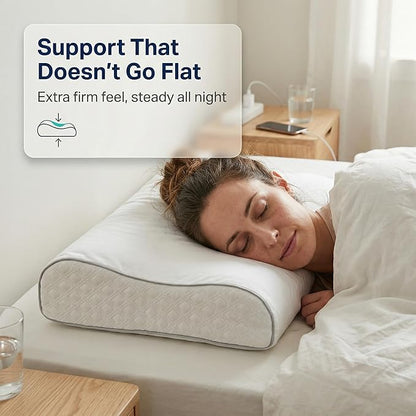 Aeris Memory Foam Contour Pillow for Side Sleepers - Adjustable, Ergonomic Design for Enhanced Neck Support - with Machine Washable Cover