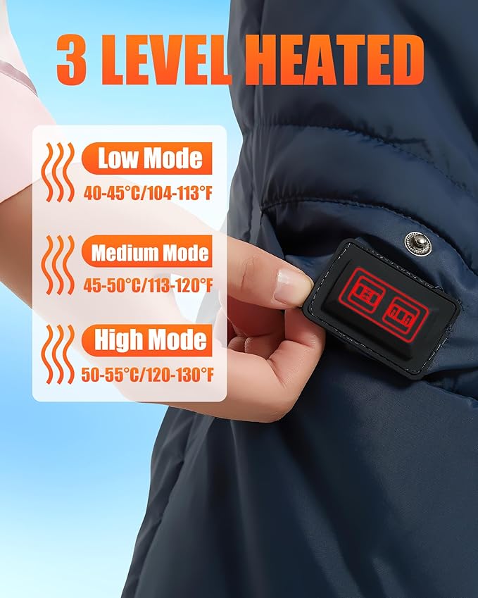 Kids Heated Blanket Battery Operated - Boys and Girls 7.4V DC Portable Cordless USB Heating Blanket for Outdoors