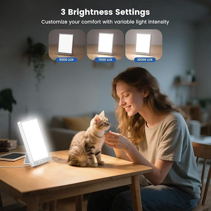 10000 Lux Light Therapy Lamp - Full Spectrum Therapy Light, 3 Color Temperature & Wall Mount, Portable Daylight Lamp for Home & Office, Memory Function & Touch Control (Wired Only).