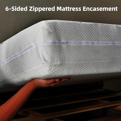 Heavy Duty Waterproof Breathable Mattress Encasement Cover - 6-Sided Zippered Mattress Protector with Elastic, Removable Design & Thick Fabric-Queen 60''x80''. Depth 3''-5''