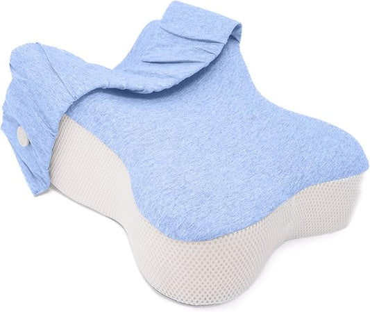 Lumia Wellness Orthopedic Long 14" Knee Pillow for Side Sleepers, Contoured Support Thighs & Knees for Sciatica,Back Hip - Soothing Joint Pain Relief, Leg Pillow for Pregnancy (Blue)