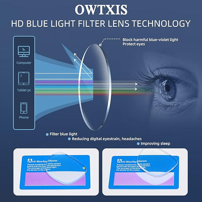 Blue Light Blocking Reading Glasses - Slim Pocket Readers with Pen Clip Case Mini Lightweight Readers