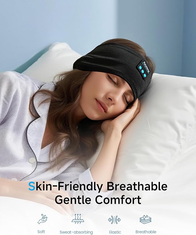 Perytong Sleep Headphones Bluetooth 5.4, Sleep Headphones with Ultra-Thin Stereo Speakers for Side Sleepers, Long-Lasting Battery Life & Stable Connection, Sweat Resistant Sport for Workout