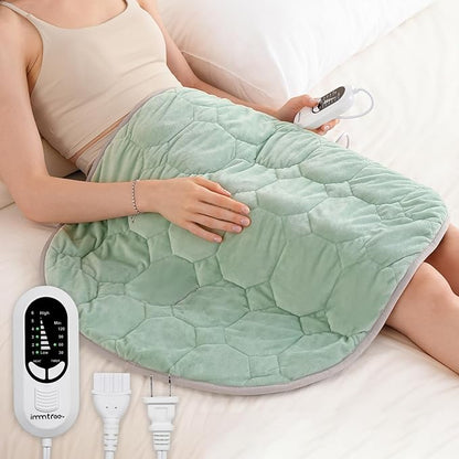 immtree Weighted Heating Pad for Period Cramps, 29" x 24" Extra Large Electric Heated Pads 5 lbs, Back Shoulder Knee Abdomen Pain Relief, Soft Warm Heavy Lap Blanket, Grey Green