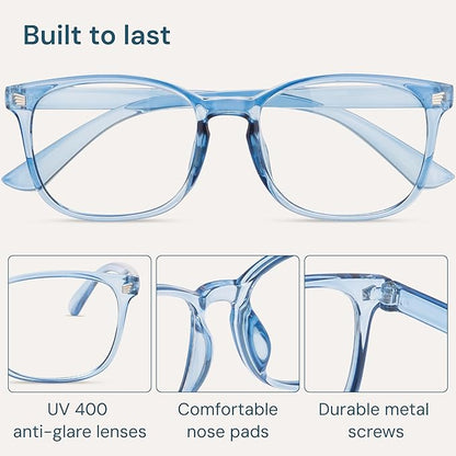 Blue Light Blocking Glasses - Fashion Square Eyeglasses, Anti UV Ray Computer Gaming Glasses Blue Blockers for Women/Men