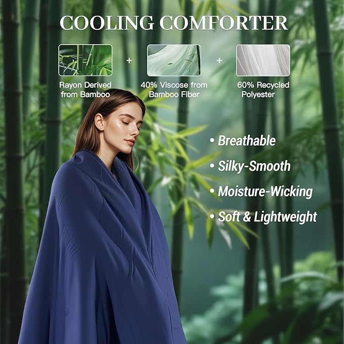NEXHOME PRO 100% Viscose Derived from Bamboo Comforter Twin Size - Cooling & Moisture-Wicking Bedding - All Season Lightweight Design - Natural Organic Twin Duvet Insert