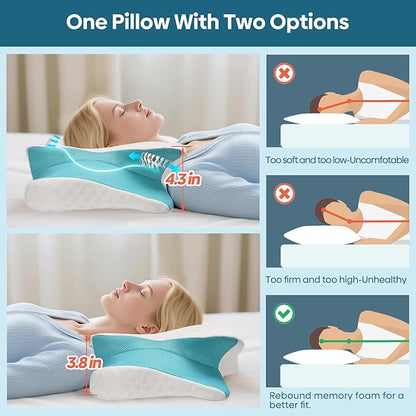 Cervical Pillow for Neck & Shoulder Pain Relief Sleeping - Ergonomic Contour Pillows - Memory Foam Pillow for Side, Back & Stomach Sleepers