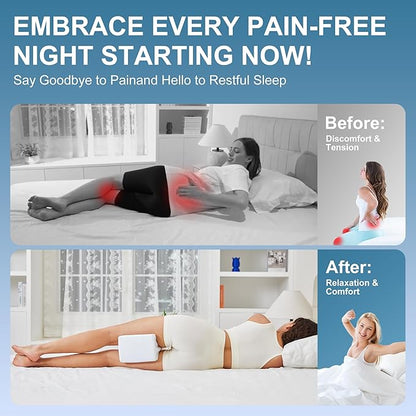 Knee Pillow for Side Sleepers, Leg Pillow for Sciatica, Back, HIPS, Knees, Joints Pain Relief,Pillows for Between Legs While Sleeping Spine Alignment Support & Relieves Pressure,Non-Strap,White