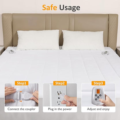 SUNVIVI Twin Size Heated Mattress, Electric Bed Mattress Pad with 12-Hour Timer & 10 Heat Settings, Full Bed Warmer, Machine Washable, 39" x 75"