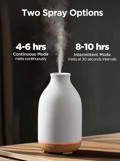 InnoGear Essential Oil Diffuser, 150ml Ceramic Stone Diffuser Handcrafted Aromatherapy Diffusers Ultrasonic Cool Mist Humidifier Vaporizor with 2 Mist Modes Waterless Auto Off for Room Office, White
