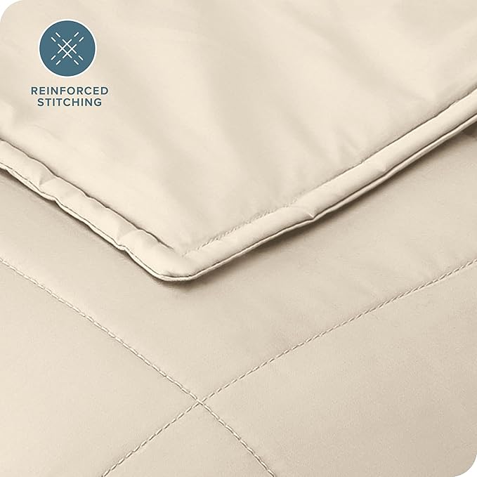 Bare Home Weighted Blanket King Size 25lb (80" x 87") for Adults - All-Natural 100% Cotton - Premium Heavy Blanket Nontoxic Glass Beads (Sand, 80"x87")