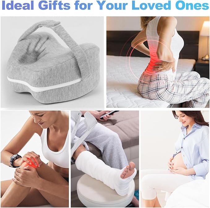Knee Pillow for Side Sleepers for Back Pain,Leg Pillow for Side Sleepers, Memory Foam Cushion Knee Support Pillows,Pain Relief, Pregnancy Travel Pillow with Extra Washable Cover