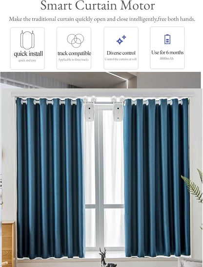 2PCS Automatic Curtain Opener, Smart Curtains Home Device with Voice Control, APP Remote Control, Smart Curtain Motor with Timer forHome