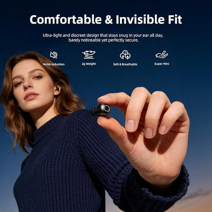 Mini Wireless Sleep Earbuds for Small Ears – Invisible, Low Profile Sleep & Work Earbuds, Tiny Discreet in-Ear Headphones, Discreet in-Ear Earphones for Small Ear Canals (Skin)