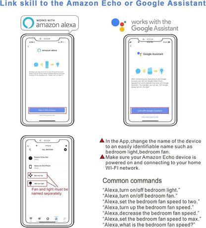 Universal Smart WiFi Ceiling Fan Remote Control Kit, Compatible with Alexa, Google Assistant and Smart Life App, No Hub Required DIMMER