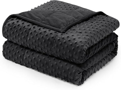 Wemore Minky Dot Weighted Blanket for Adults King Size 15 lbs, Soft Cozy Heavy Blanket for Bed and Couch, Breathable Blanket for All-Season with Glass Beads, Black 80 x 87 inches