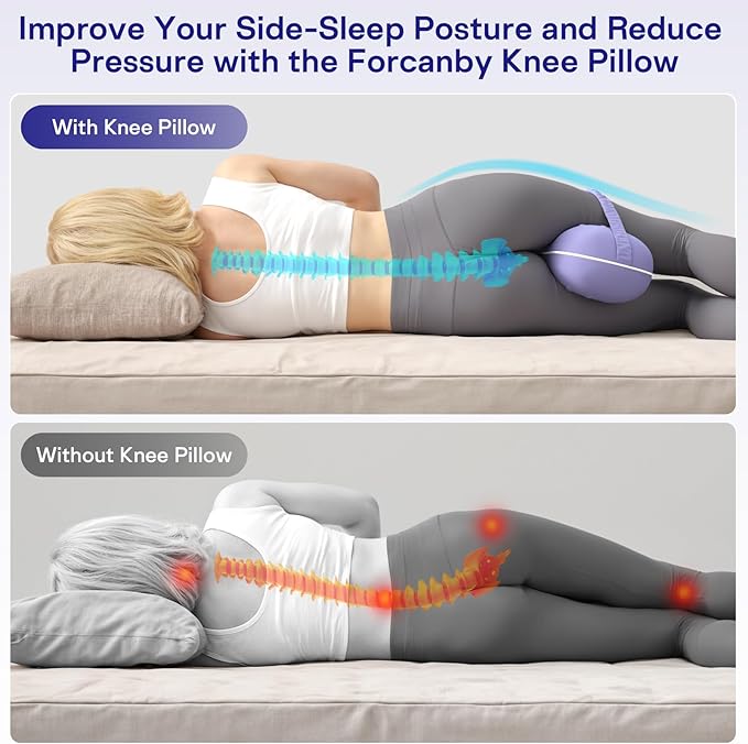 Knee Pillow for Side Sleepers - Smooth Spine Alignment Pillow, Memory Foam Knee Pillows for Back Hip Pain, Spine Aligning, Sciatica, Surgery Recovery, Pregnancy