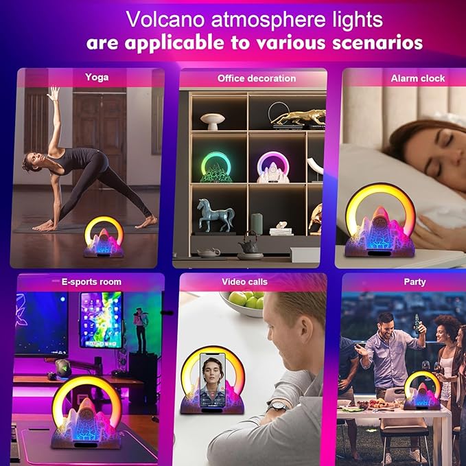 Wake Up Light Sunrise Alarm Clock with Wireless Charger, Smart APP Control, 16 Million Color Lighting & Natural Sounds for Bedroom Desk Decor