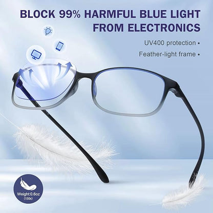 AQWANO 1.5 Computer Reading Glasses Men Women Blue Light Blocking, Lightweight TR90 Flexible Frame Readers Glasses Anti Glare, No Rubber Frames 1.5
