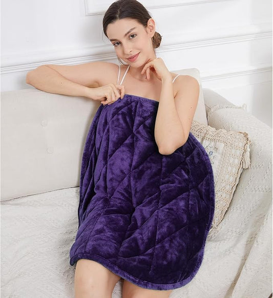 Alomidds Weighted Blanket 7lbs, Cozy Soft Flannel Portable Weighted Lap Blanket for Adults, Small Travel Weighted Blanket for Relaxing, Sleeping, Napping, Machine Washable, Purple, 29" x 24"